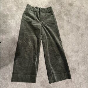 Anthropologie Mauve Colette Cropped WideLeg Corduroy Pants Moss Green 25p petite